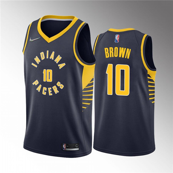 Men's Indiana Pacers #10 Kendall Brown Navy Icon Edition 75th Anniversary Stitched Basketball Jersey->indiana pacers->NBA Jersey