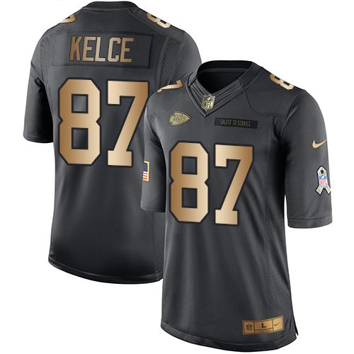 Men's Kansas City Chiefs Active Custom Black Gold Salute To Service Football Limited Jersey->kansas city chiefs->NFL Jersey