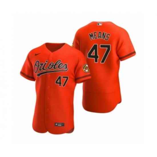 Men's Baltimore Orioles #47 John Means Nike Orange Authentic 2020 Alternate Jersey->baltimore orioles->MLB Jersey