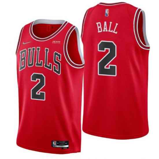 Men Chicago Bulls #2 Lonzo Ball 75th Anniversary Red Swingman Stitched Basketball Jersey->charlotte hornets->NBA Jersey