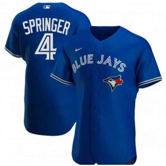Men Toronto Blue Jays #4 George Springer Royal Flex Base Stitched Jerse->toronto blue jays->MLB Jersey