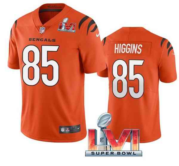 Nike Bengals #85 Tee Higgins Orange 2022 Super Bowl LVI Vapor Limited Jersey->cincinnati bengals->NFL Jersey