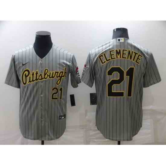 Men's Pittsburgh Pirates #21 Roberto Clemente Dark Grey Cool Base Stitched Jersey->boston red sox->MLB Jersey