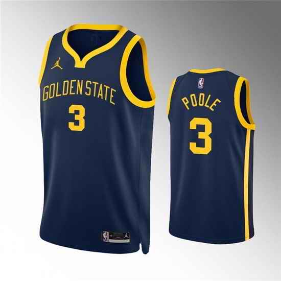 Men Golden State Warriors #3 Jordan Poole Navy Statement EditionStitched Jersey->golden state warriors->NBA Jersey