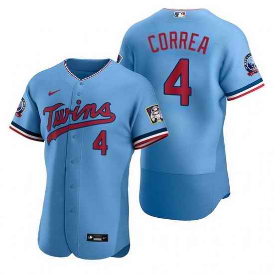 Men Minnesota Twins #4 Carlos Correa Blue Flex Base Stitched jersey->milwaukee brewers->MLB Jersey