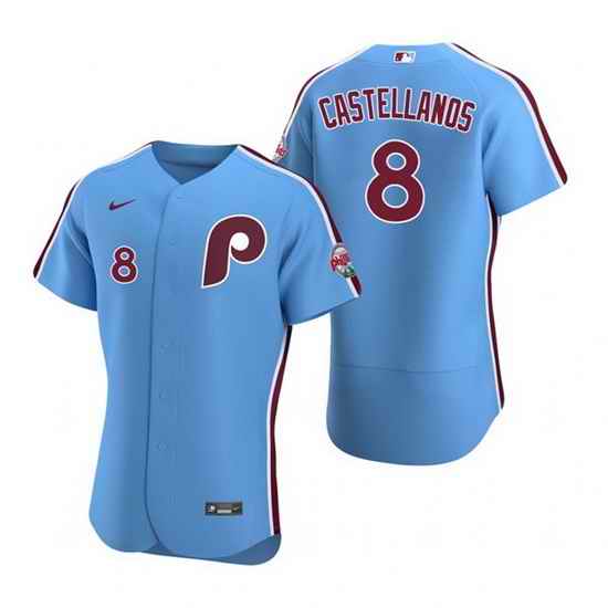 Men Philadelphia Phillies #8 Nick Castellanos Blue Flex Base Stitched Baseball jersey->philadelphia phillies->MLB Jersey