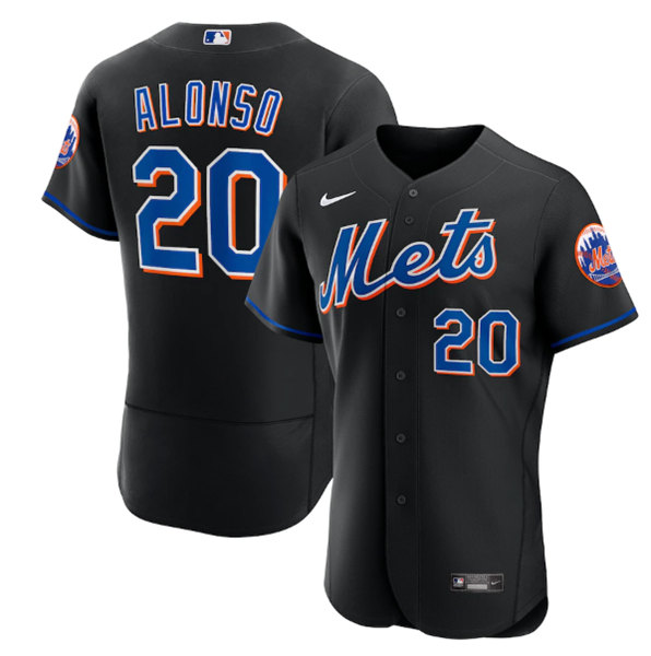 Men's New York Mets #20 Pete Alonso Black Flex Base Stitched Jersey->miami marlins->MLB Jersey