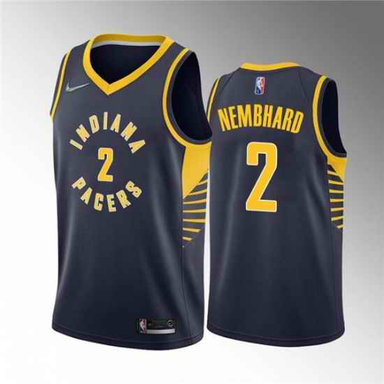Men's Indiana Pacers #2 Andrew Nembhard Navy Icon Edition 75th Anniversary Stitched Basketball Jerseys->indiana pacers->NBA Jersey