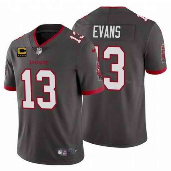 Men Tampa Bay Buccaneers 13 Mike Evans 2022 Grey With #4 Star C Patch Vapor Untouchable Limited Stitched Jersey->tampa bay buccaneers->NFL Jersey