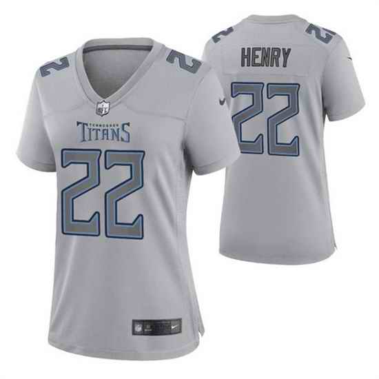 Women Tennessee Titans #22 Derrick Henry Gray Atmosphere Fashion Stitched Football Jersey->women nfl jersey->Women Jersey