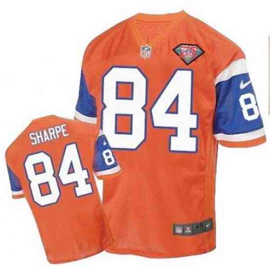 Men Nike Broncos #84 Shannon Sharpe Orange Stitched 75TH Anniversay Patch Jersey->los angeles chargers->NFL Jersey