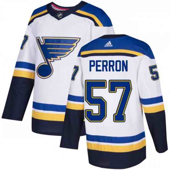 Youth Adidas St Louis Blues #57 David Perron Authentic White Away NHL Jersey->youth nhl jersey->Youth Jersey