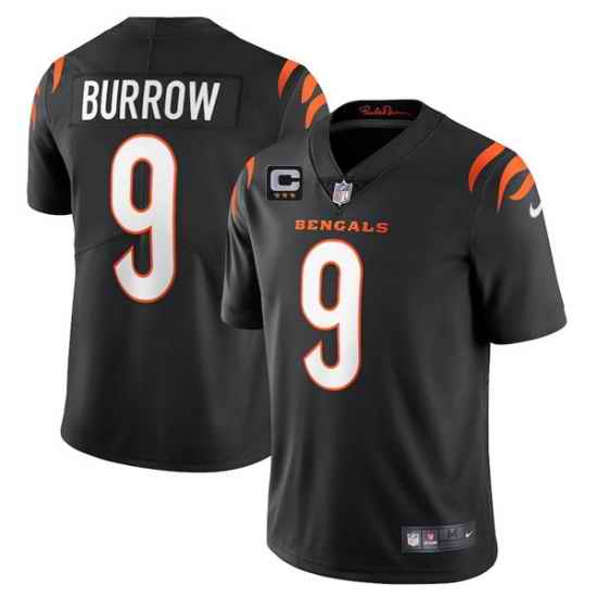 Men Cincinnati Bengals 2022 #9 Joe Burrow Black With 3-star C Patch Vapor Limited Stitched NFL Jersey->cleveland browns->NFL Jersey