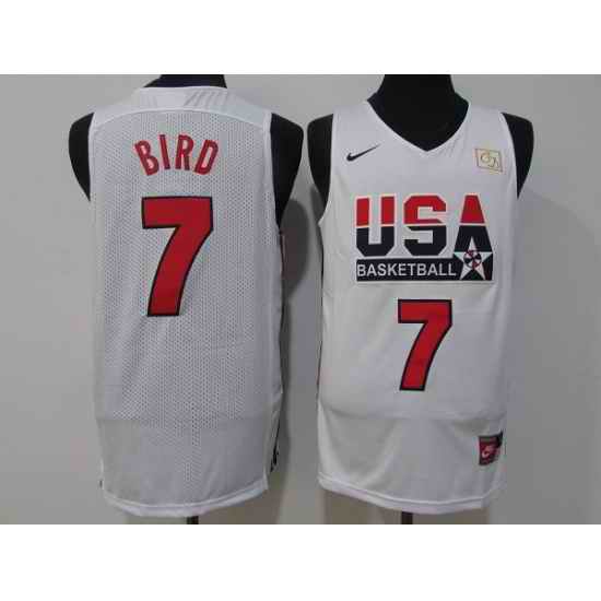 Men USA Basketball #7 Larry Bird White Stitched Jersey->toronto raptors->NBA Jersey