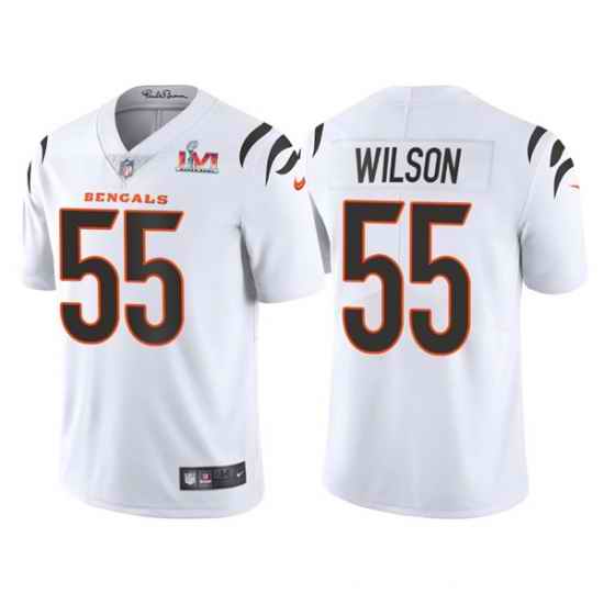 Men Cincinnati Bengals #55 Logan Wilson 2022 White Super Bowl LVI Vapor Limited Stitched Jersey