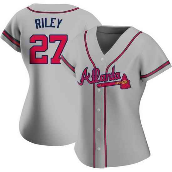 Women Nike Atlanta Braves #27 Austin Riley Grey Alternate Stitched Baseball Jersey->women mlb jersey->Women Jersey