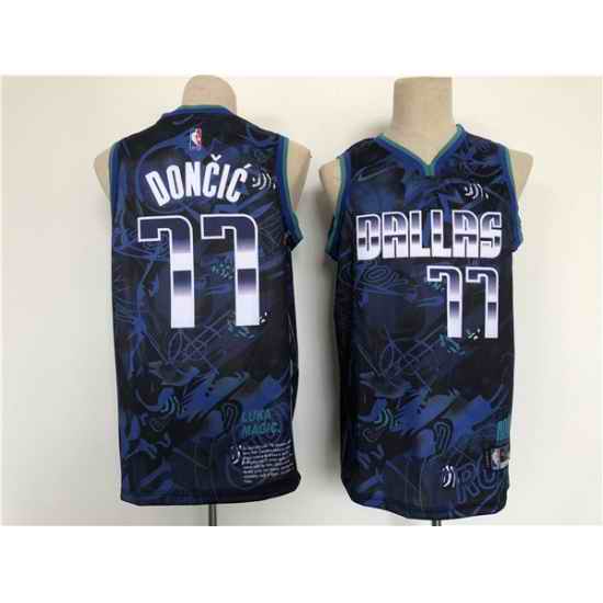 Men Dallas Mavericks #77 Luka Doncic Black Stitched Basketball Jersey->denver nuggets->NBA Jersey