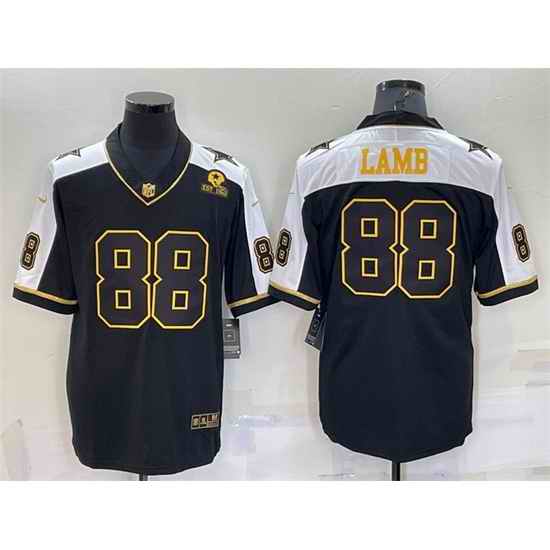 Men Dallas Cowboys #88 CeeDee Lamb Black Gold Thanksgiving With Patch Stitched Jersey->dallas cowboys->NFL Jersey