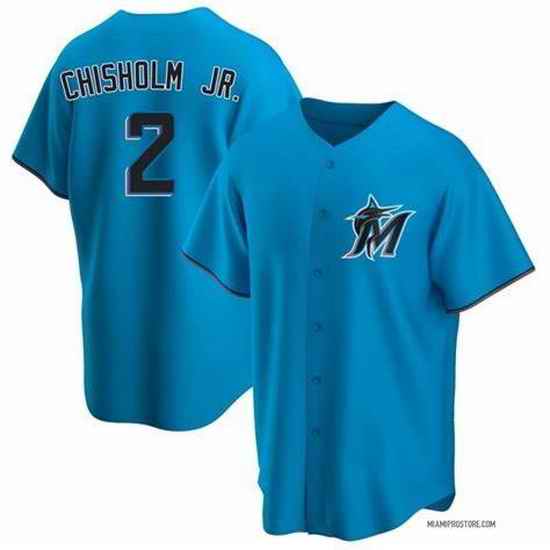 Men Miami Marlins #2 Jazz Chisholm Jr. Blue Cool Base Stitched Jersey->miami marlins->MLB Jersey