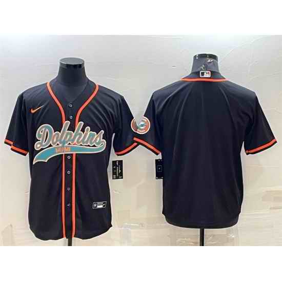 Men Miami Dolphins Blank Black With Patch Cool Base Stitched Baseball Jersey->miami dolphins->NFL Jersey