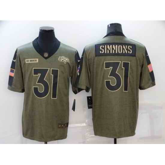 Men's Denver Broncos #31 Justin Simmons Nike Olive 2021 Salute To Service Limited Player Jersey->green bay packers->NFL Jersey