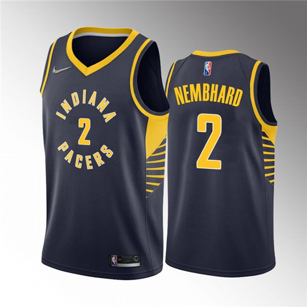 Men's Indiana Pacers #2 Andrew Nembhard Navy Icon Edition 75th Anniversary Stitched Basketball Jersey->indiana pacers->NBA Jersey