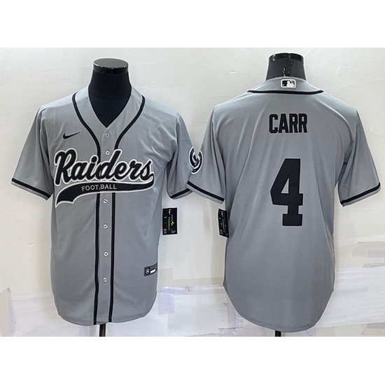 Men Las Vegas Raiders #4 Derek Carr Grey Cool Base Stitched Baseball Jersey->las vegas raiders->NFL Jersey