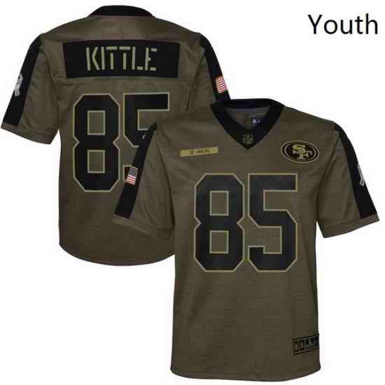 Youth San Francisco 49ers George Kittle Nike Olive 2021 Salute To Service Game Jersey->youth nfl jersey->Youth Jersey