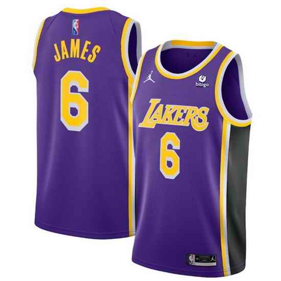 Men's Los Angeles Lakers #6 LeBron James Purple 75th Anniversary City Edition Stitched Jersey->los angeles lakers->NBA Jersey