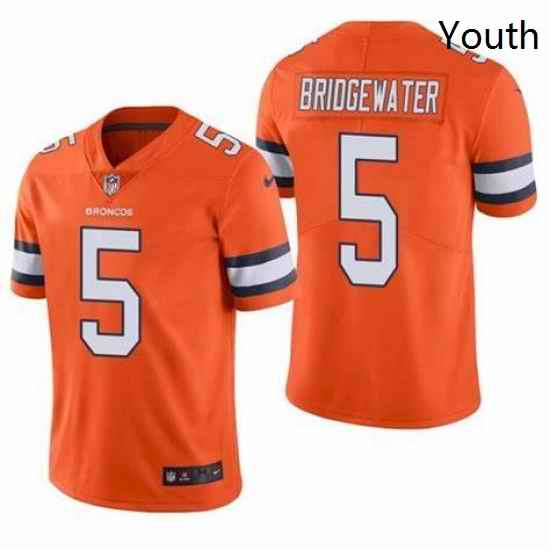 Youth Denver Broncos Teddy Bridgewater Orange Color Rush Jersey->youth nfl jersey->Youth Jersey