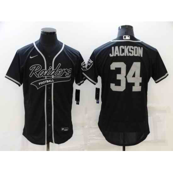 Men's Oakland Raiders #34 Bo Jackson Black Nike Elite Jersey->women nfl jersey->Women Jersey