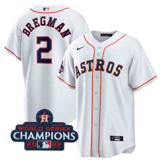 Men's Houston Astros #2 Alex Bregman White 2022 World Series Champions Home Stitched Baseball Jersey->women mlb jersey->Women Jersey