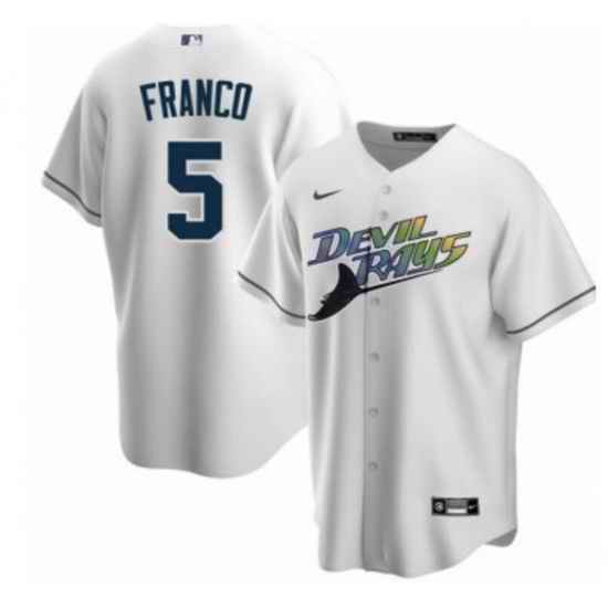 Men Tampa Bay Devil Rays #5 Wander Franco White Cool Base Stitched Jersey->boston red sox->MLB Jersey