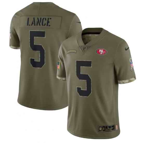Men San Francisco 49ers #5 Trey Lance Olive 2022 Salute To Service Limited Stitched Jersey->pittsburgh steelers->NFL Jersey