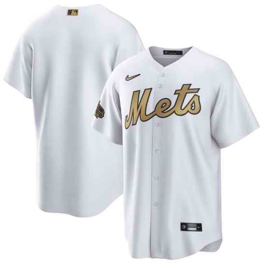 Men New York Mets Blank 2022 All Star White Cool Base Stitched Baseball Jersey->2022 all star->MLB Jersey