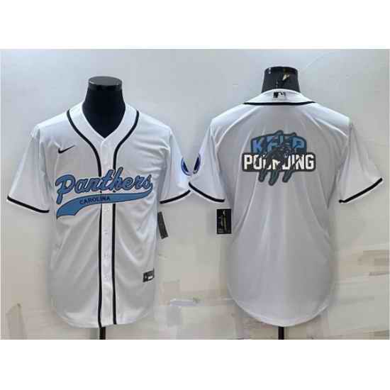 Men Carolina Panthers White Team Big Logo With Patch Cool Base Stitched Baseball Jersey->carolina panthers->NFL Jersey