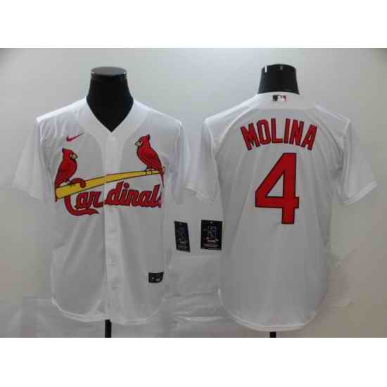 Men St. Louis Cardinals #4 Yadier Molina White Cool Base Stitched Jersey->st. louis cardinals->MLB Jersey