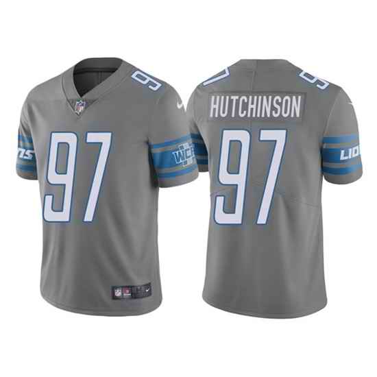 Men Detroit Lions #97 Aidan Hutchinson Grey NFL Draft Vapor Untouchable Limited Stitched Jersey->detroit lions->NFL Jersey