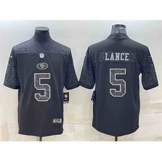 Men San Francisco 49ers #5 Trey Lance Black Reflective Limited Stitched Football Jersey->philadelphia eagles->NFL Jersey