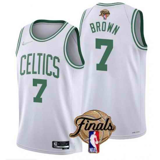 Men's Boston Celtics #7 Jaylen Brown 2022 White NBA Finals Stitched Jersey->boston celtics->NBA Jersey