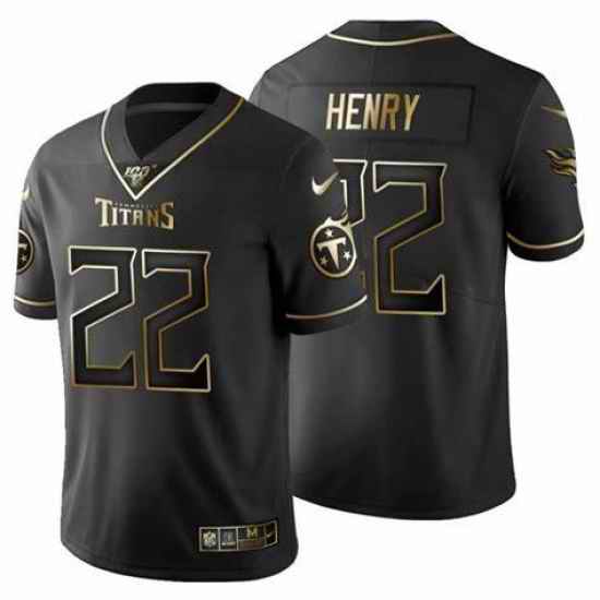 Mens Nike Tennessee Titans #22 Derrick Henry Black Gold Limited Player NFL Jersey->tennessee titans->NFL Jersey