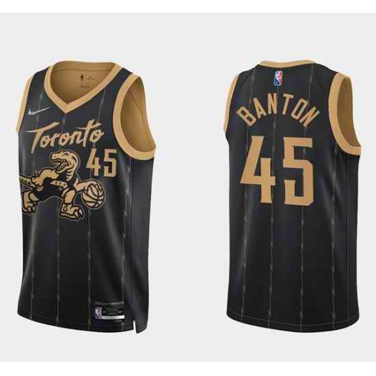 Men Toronto Raptors 45 Dalano Banton 2021 #22 City Edition Black 75th Anniversary Swingman Stitched Basketball Jersey->toronto raptors->NBA Jersey