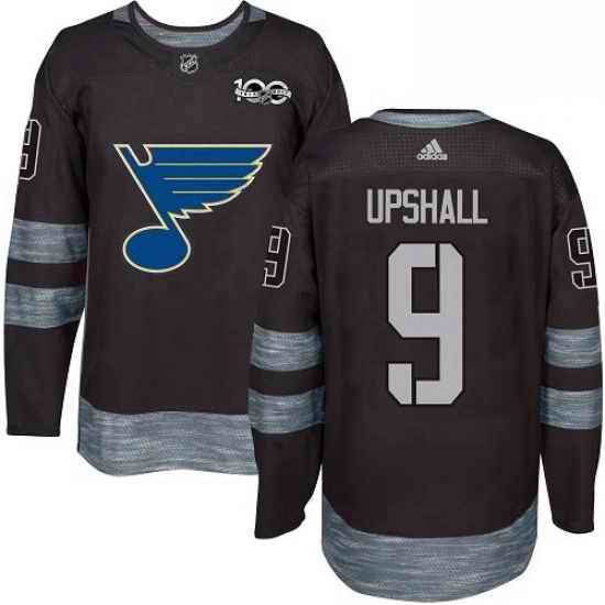 Mens Adidas St Louis Blues #9 Scottie Upshall Authentic Black 1917 2017 100th Anniversary NHL Jersey->st.louis blues->NHL Jersey
