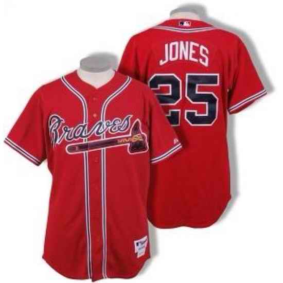 Men Atlanta Braves #25 Andruw Jones Red Cool Base Red Stitched MLB Jersey->atlanta braves->MLB Jersey