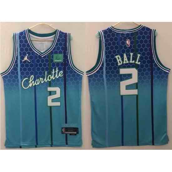 Youth Nike Charlotte Hornets LaMelo Ball #2 75th Anniversary NBA Stitched Jersey->youth nba jersey->Youth Jersey