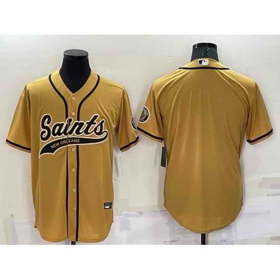 Men New Orleans Saints Blank Gold Cool Base Stitched Baseball Jersey->los angeles rams->NFL Jersey
