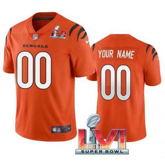 Men Women Youth Cincinnati Bengals ACTIVE PLAYER Custom 2022 Orange Super Bowl LVI Vapor Limited Stitched Jersey->customized nfl jersey->Custom Jersey