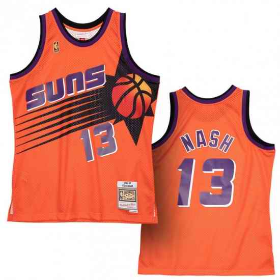 Men Phoenix Suns #13 Steve Nash Orange 1996 97 Throwback Stitched Jersey->new york knicks->NBA Jersey