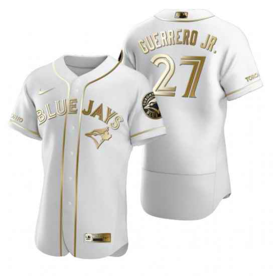 Men Toronto Blue Jays #27 Vladimir Guerrero Jr  White Gold Flex Base Stitched Jersey->atlanta braves->MLB Jersey