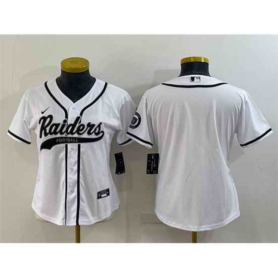 Women Las Vegas Raiders Blank White With Patch Cool Base Stitched Baseball Jersey->women nfl jersey->Women Jersey